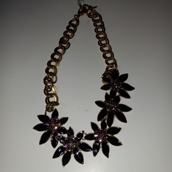 Coldwater creek black and goldtone necklace - Picture 2 of 8